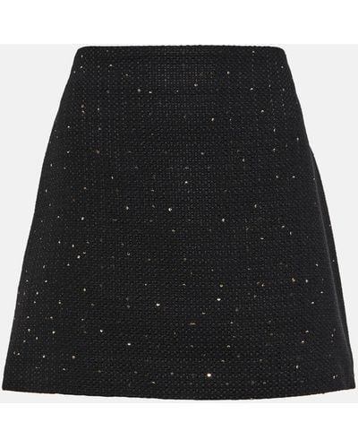 Elie Saab Sequined Tweed Miniskirt - Black