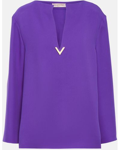 Valentino Cady Couture Silk Blouse - Purple