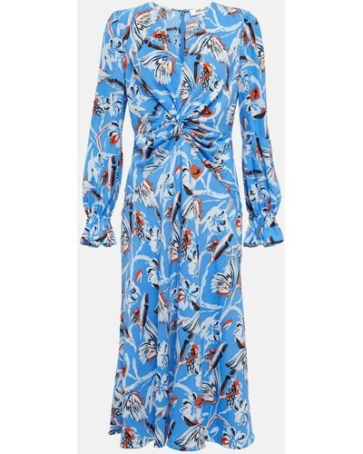 Diane von Furstenberg Anaba Floral-print Gathered Dress - Blue
