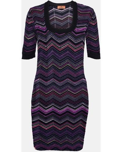 Missoni Zigzag-woven Short-sleeve Minidress - Purple