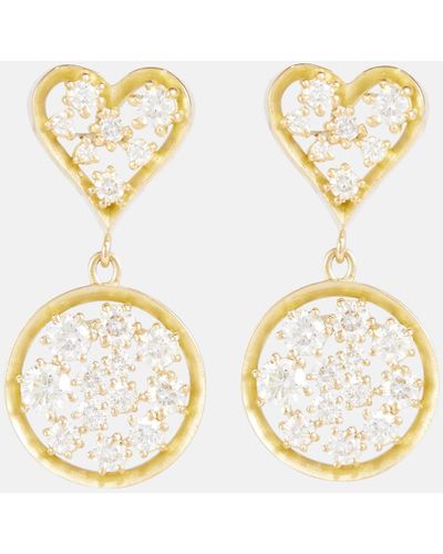 Jade Trau Margot Heart 18kt Gold Drop Earrings With Diamonds - Metallic