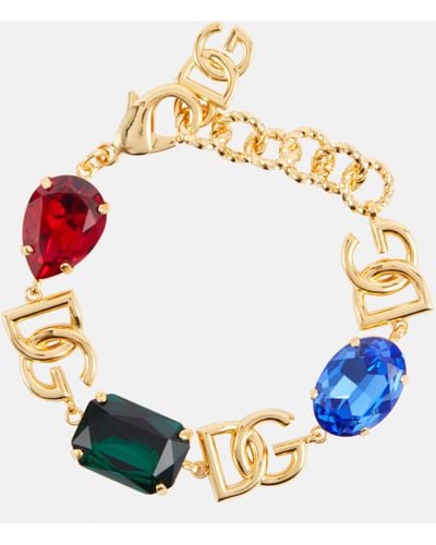Dolce & Gabbana Logo-charm Crystal-embellished Bracelet - Multicolour