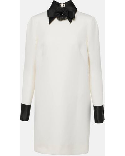 Dolce & Gabbana Satin-trimmed Wool-blend Minidress - White