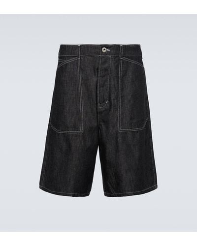 KENZO Sailor Embroidered Denim Shorts - Black