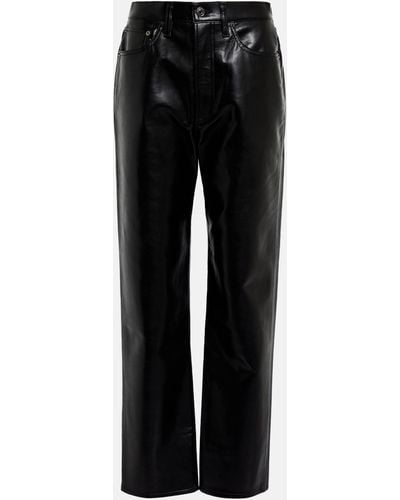 Agolde 90s Pinch Waist Leather-blend Pants - Black