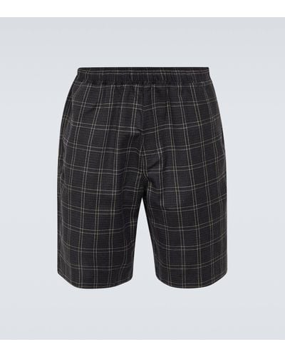 Our Legacy Drape Checked Technical Shorts - Black