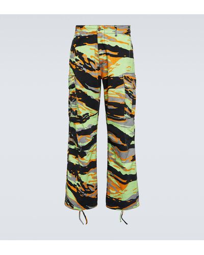 ERL Printed Cotton Cargo Pants - Yellow