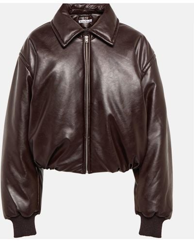 Acne Studios Padded Coated Jersey Bomber Jacket - Brown