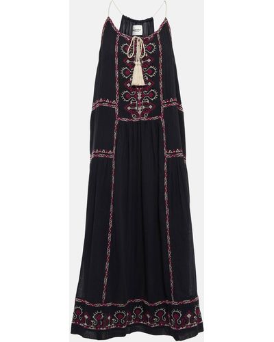 Isabel Marant Pamela Embroidered Cotton Midi Dress - Black
