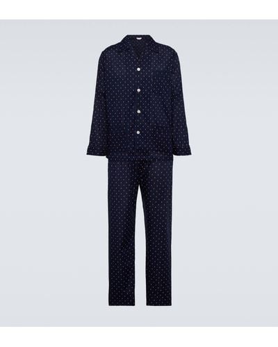 Derek Rose Nelson 96 Cotton Pyjama Set - Blue