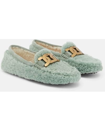 Tod's Gommino Shearling Loafers - Green