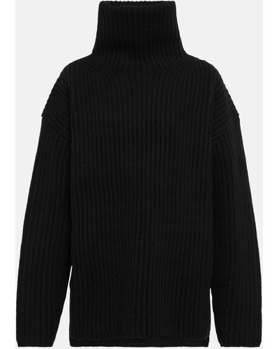 JOSEPH High-neck Ribbed-knit Wool Sweater - Black