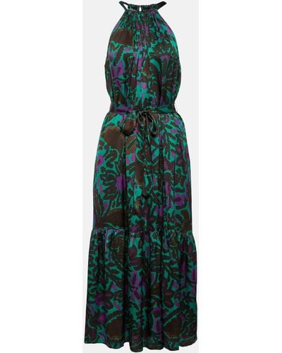 Velvet Kareese Printed Satin Midi Dress - Green