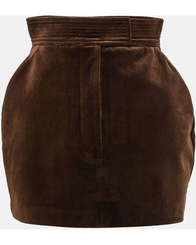 Alex Perry Soane Velvet Miniskirt - Brown