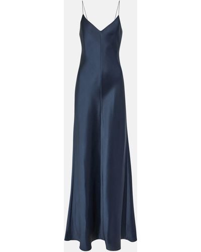 The Row Guinevere Silk Satin Slip Dress - Blue