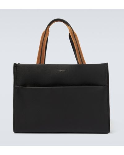 Zegna Leather Tote Bag - Black