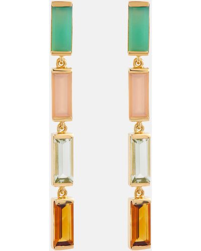 Aliita Deco Maxi Embellished 9kt Gold Drop Earrings - Yellow