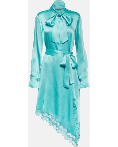 Stella McCartney Lace-trimmed Satin Midi Dress - Blue