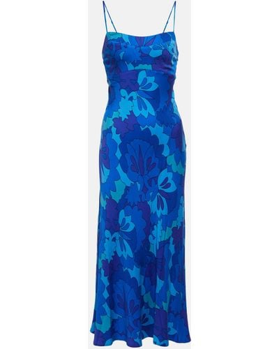 RIXO London Dulcia Printed Midi Dress - Blue