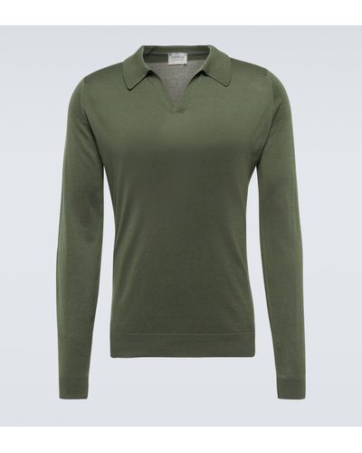 John Smedley Puck Cotton Polo Sweater - Green