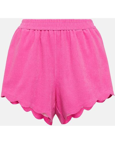 Marysia Swim Scalloped High-rise Cotton Blend Shorts - Pink