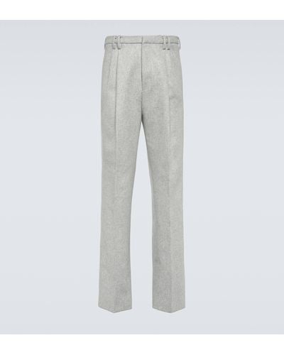 Zegna High-rise Wool-blend Pants - Grey