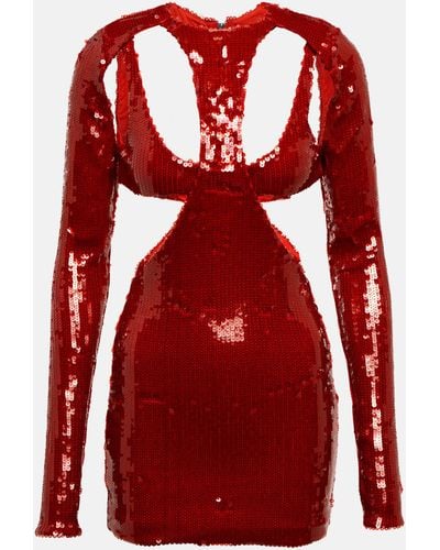 LAQUAN SMITH Sequined Cutout Minidress - Red