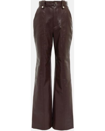 Nanushka Zelda Straight Leather-blend Pants - Brown