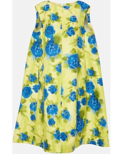 Marni Floral-print Cotton Midi Dress - Blue