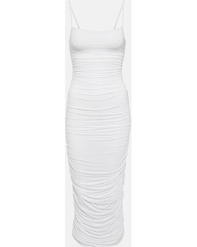 Wardrobe NYC Ruched Jersey Slip Dress - White