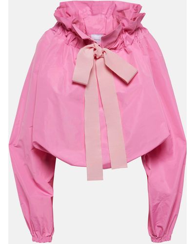 Patou Tie-neck Oversized Faille Top - Pink