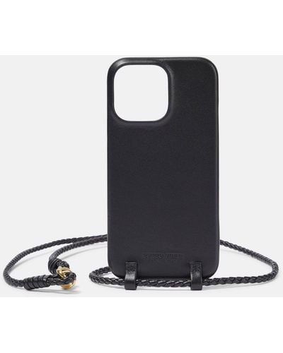 Bottega Veneta Leather Iphone 14 Pro Max Case - Black
