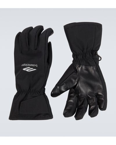 Balenciaga 3b Sports Icon Leather-trimmed Ski Gloves - Black