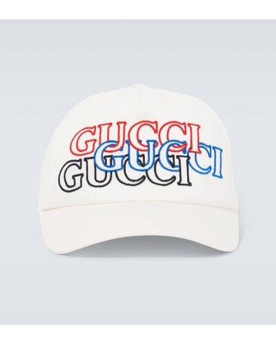 Gucci Logo Embroidered Cotton Baseball Cap - White