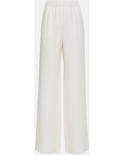Valentino High Rise Silk Wide-leg Pants - White