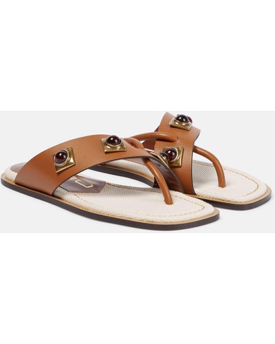 Etro Crown Me Embellished Leather Sandals - Brown