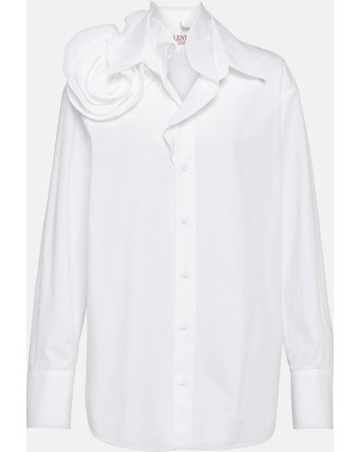 Valentino Floral-applique Cotton Poplin Shirt - White