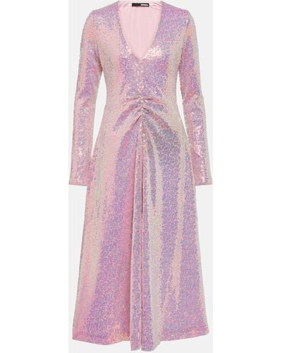 ROTATE BIRGER CHRISTENSEN Ruched Sequined Midi Dress - Pink