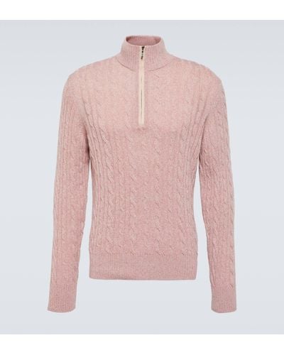 Loro Piana Cable-knit Cashmere Half-zip Sweater - Pink