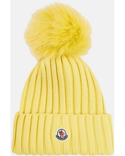 Moncler Logo Virgin Wool Beanie - Yellow