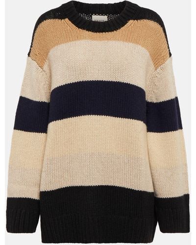 Khaite Jade Striped Cashmere Sweater - Black