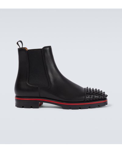 Christian Louboutin Melon Spikes Leather Chelsea Boots - Black
