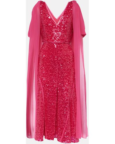 Erdem Sequined Midi Dress - Pink