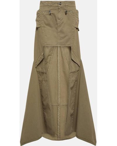 Coperni Panelled Cotton Maxi Skirt - Green