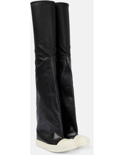 Rick Owens Oblique Leather Over-the-knee Boots - Black