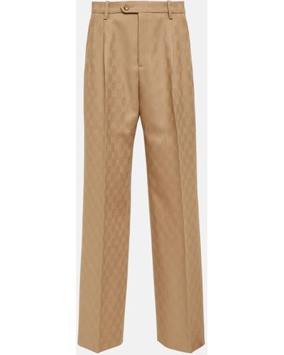 Gucci GG Wool Jacquard Straight Pants - Natural