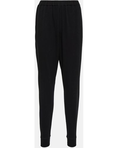 The Row Terea Cotton Jersey Tapered Pants - Black