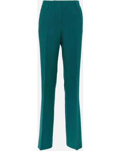 Dries Van Noten High-rise Wool Gabardine Straight Pants - Green