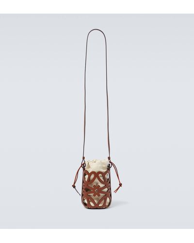 Loewe Anagram Leather-trimmed Canvas Bucket Bag - White