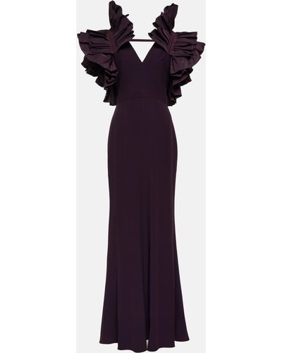 Alexander McQueen Ruffled Crepe And Faille Gown - Purple